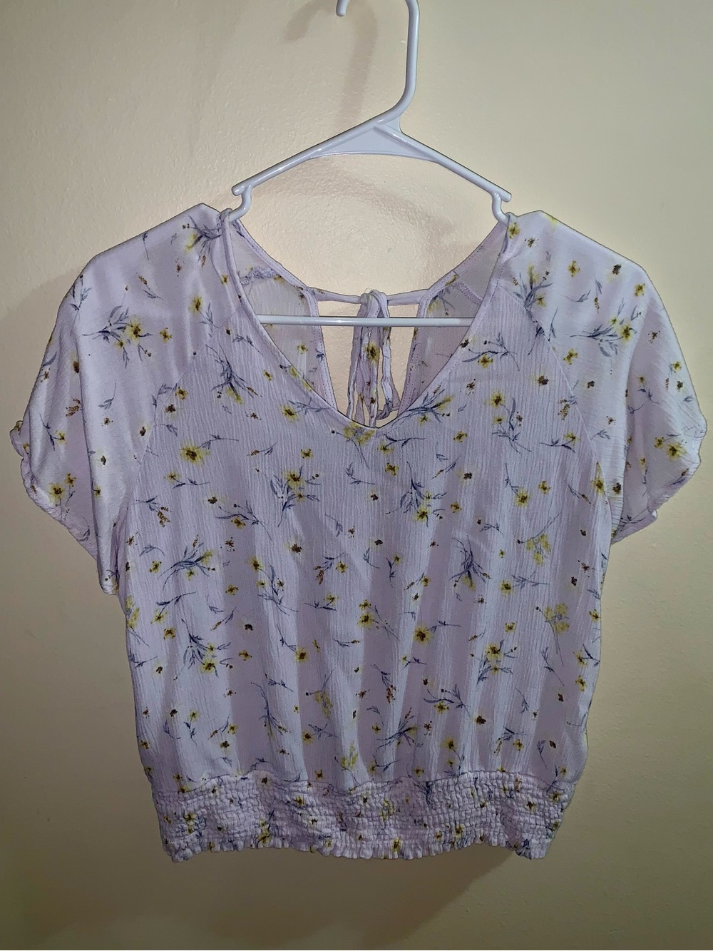 Paper Crane Lilac Floral Tie-Back Crop Top